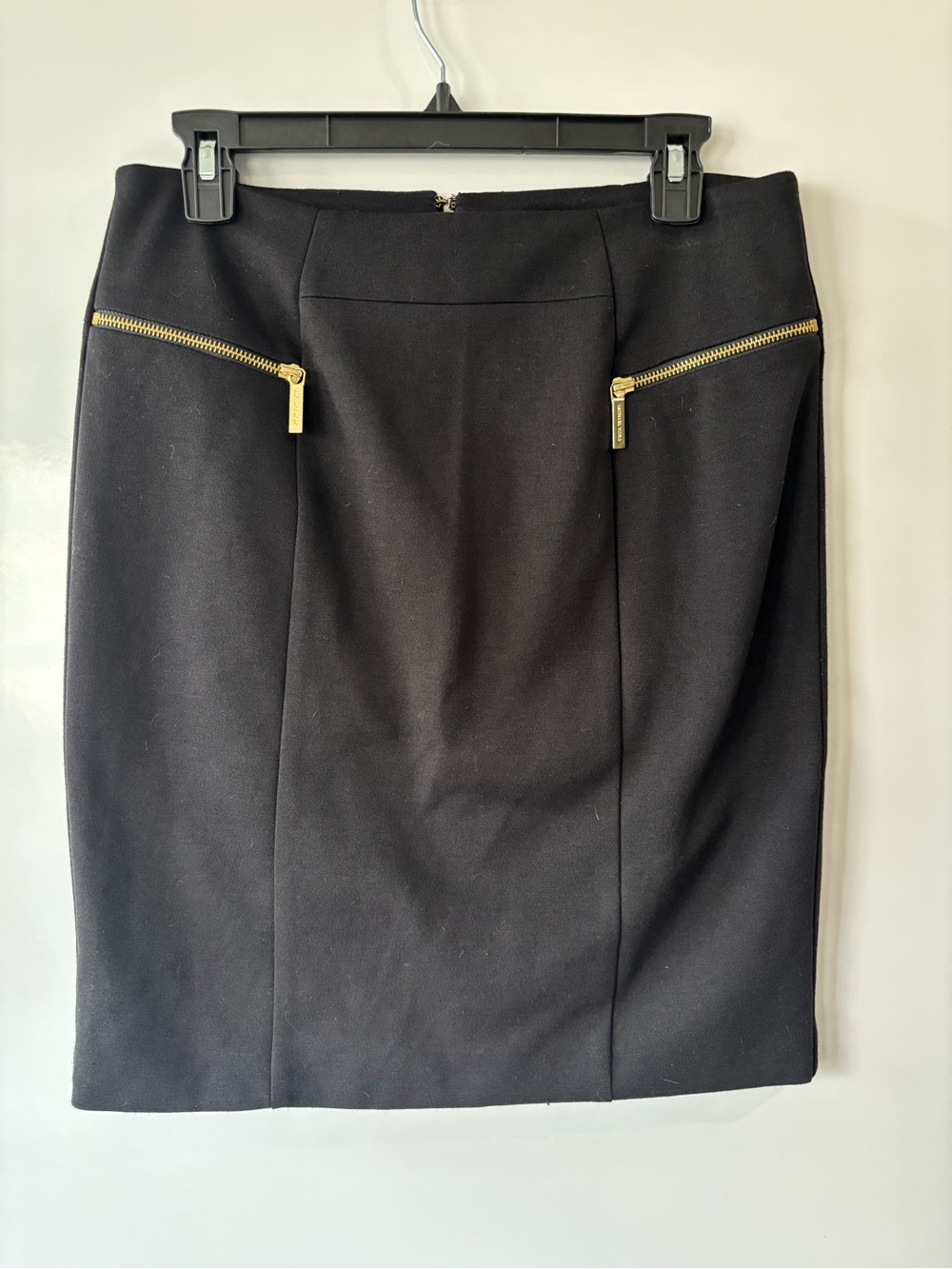MICHAEL Michael Kors Black Pencil Skirt with Gold Zipper Details